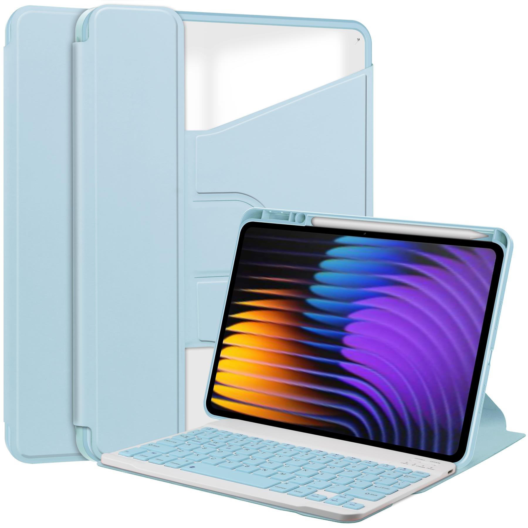 

Чохол для планшета Xiaomi Pad 7 із поворотною підставкою на 360 градусів, шкіра PU + акриловий чохол для планшета з клавіатурою Sky Blue