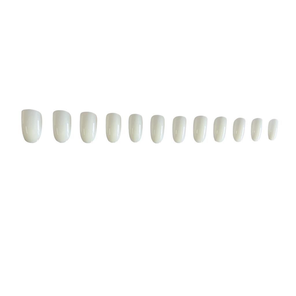 Solid Milky White Mid-length Fake Nails Lightweight and Easy to Stick Fake Nail for Fingernail DIY Decoration