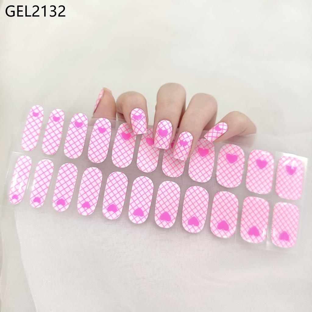 Custom Logo Semi Cured Gel Nail Sticker Waterproof Full Cover Gel Nail Wraps