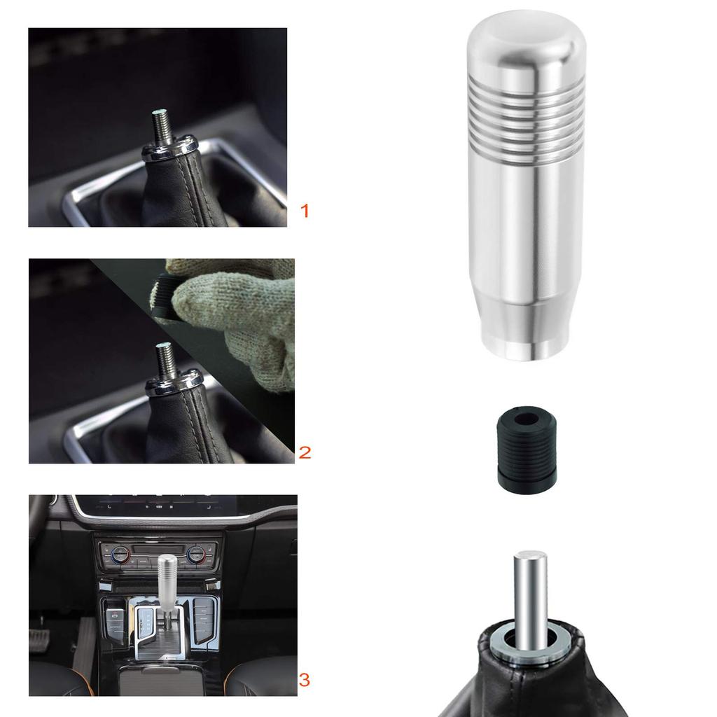 Lunsom 85mm Car Shift Knob Metal Short Shift Knob Aluminum Alloy for Auto and Manual Car (Silver)