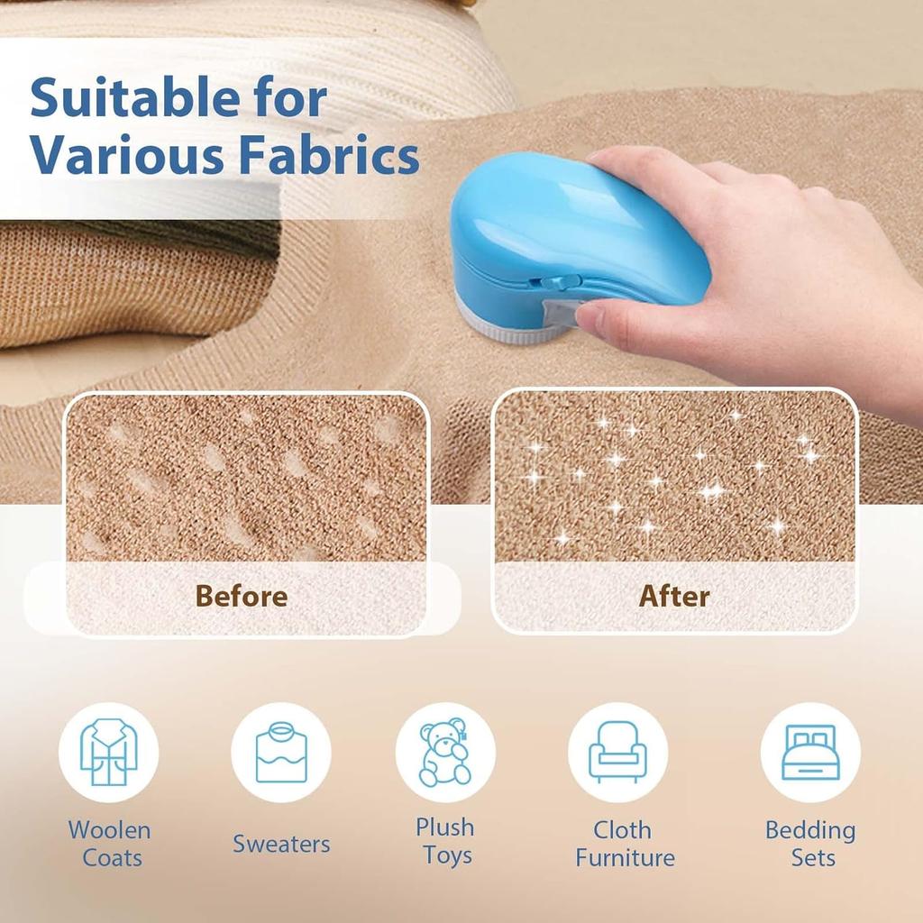 Fabric Shaver, Electric Lint Remover, Lint Shaver with 3 Replaceable Blades USB Rechargeable, Sweater Shaver, Clothes Shaver, Pilling Remover, Fabric