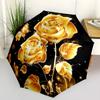 1PC Note Gold Red Roses Folding Umbrella Auto-Open Design 8 Iron Ribs Plastic Handle Foldable Sunshade Perfect Christmas Gifts
