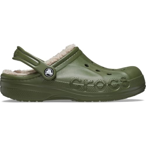 Crocs Baya Lined Clog Sandals, Army Green/Multi, 25cm
