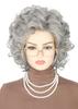 Topcosplay Granny White with Necklace and Stylish Granny Elderly Curly Costume Wig for Men and Events Wig, Gray, Hair, Accessories, Wig, Hair,