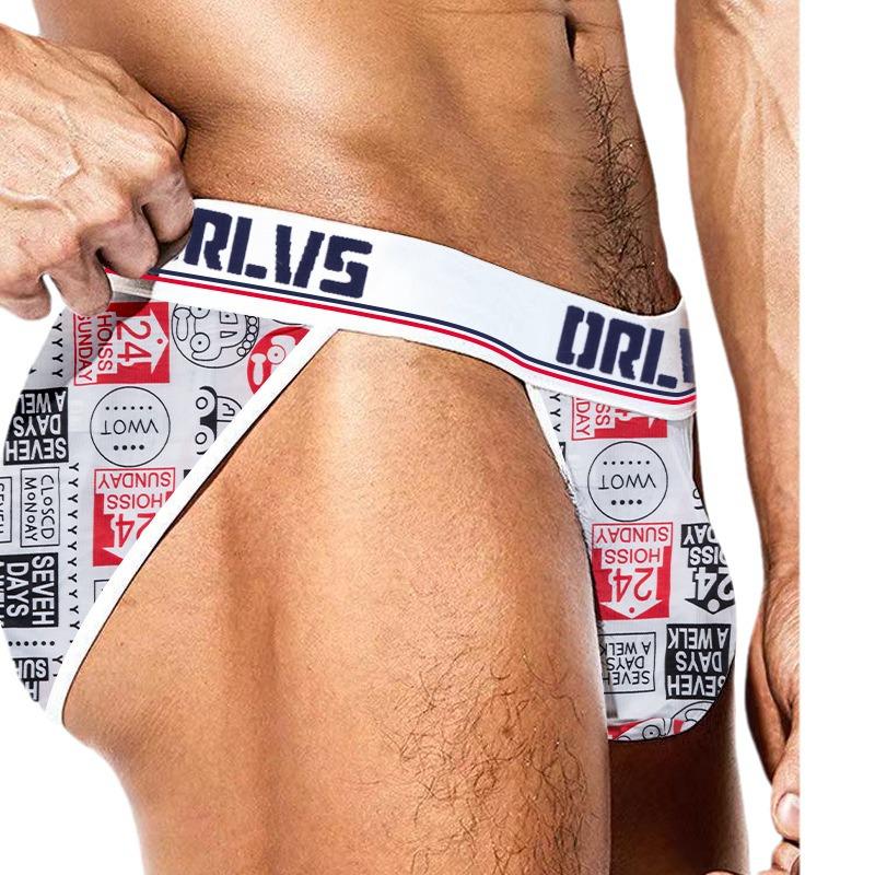 ORLVS Men's Ice Silk Seamless Sport Briefs: High-Cut, Breathable, Quick-Dry, Low-Waist U-Pouch.