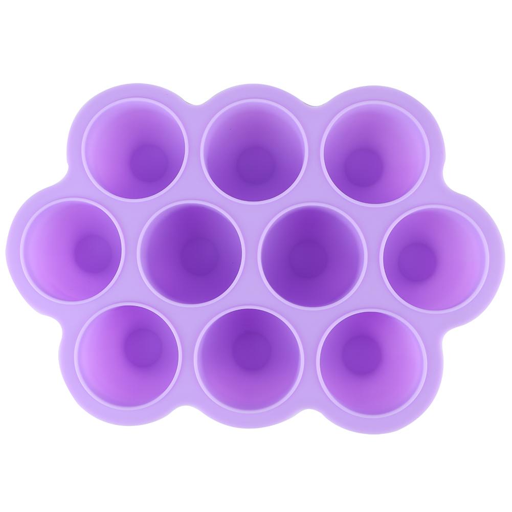 Silicone Food   Tray 10 Holes Reusable Container with Lid for Homemade Baby Food(Blue )