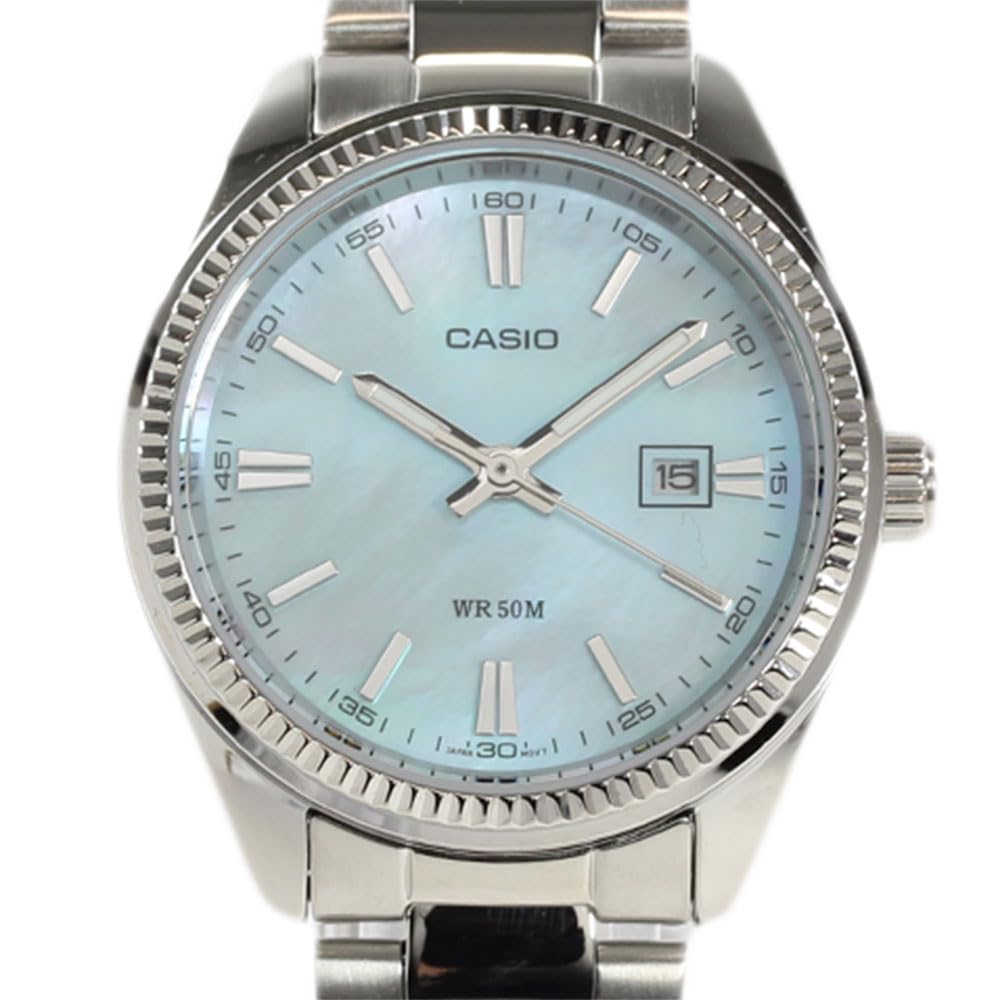 CASIO Quartz Watch with Light Blue Shell LTP-1302DS-2A Women's