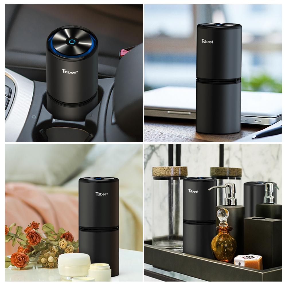 USB Car Air Purifier Cleaner Ionizer Freshener PM2.5 Eliminator (Black)