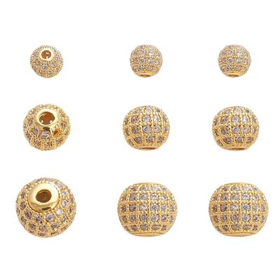 Copper Micro Inlaid Zircon Beads For DIY Jewelry Making Craft Accessories