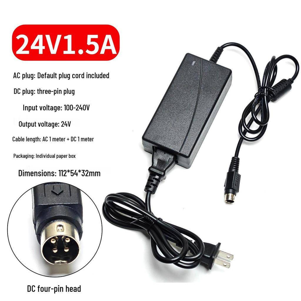 24V 3A Universal Power Adapter for Cash Register Thermal Printer with 3/4-Pin Round Port