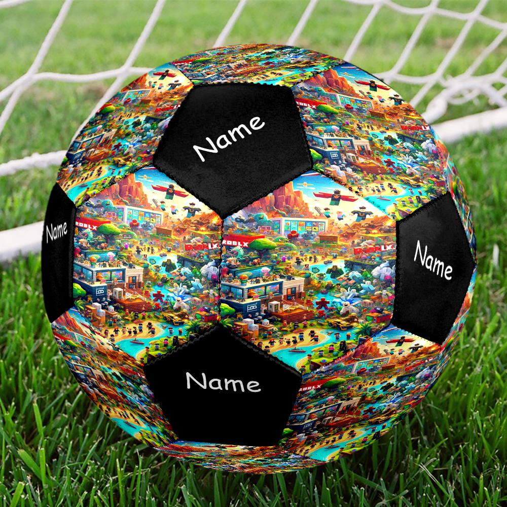 Pallone da Calcio Taglia 5 Tema Roblox con Nome Personalizzato, Adatto Sia per Partite Indoor che Outdoor, un Regalo Adatto a Tutti.