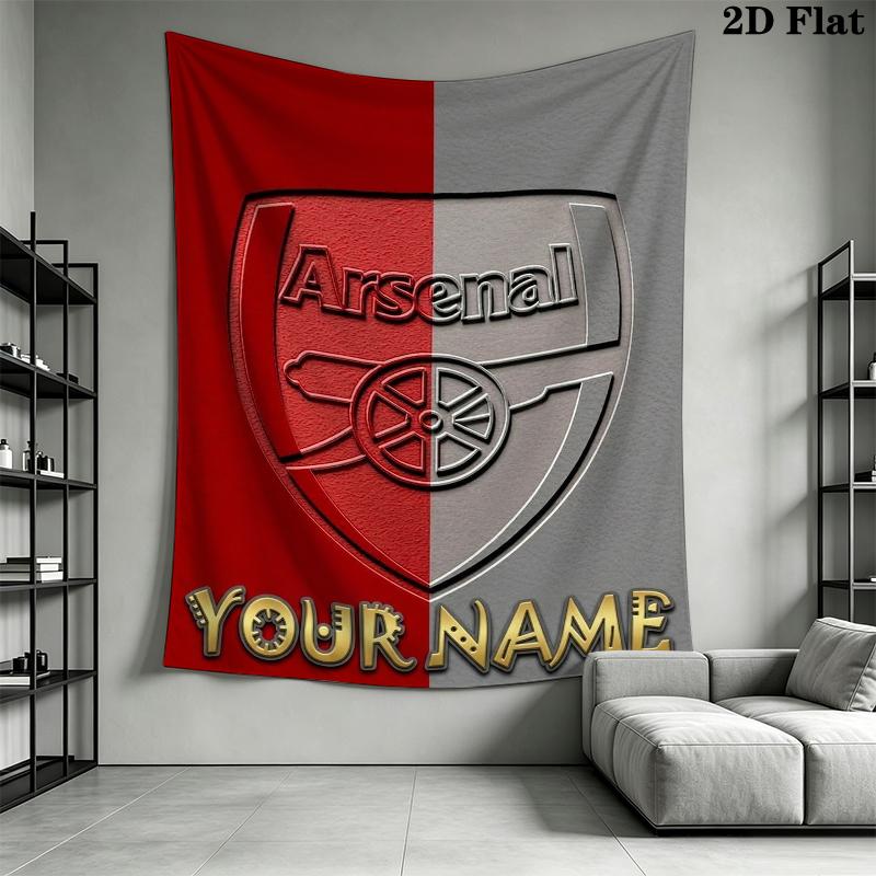 Custom Name Arsenal Wall Tapestry Aesthetic Wall Hanging Printed Fabric Blanket Decorative Tapestries for Bedroom Living Room Home Decor