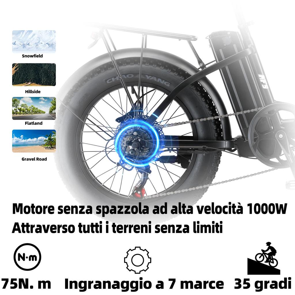 KETELES Elektrické kolo KF9 2000W, duální motor 48V26AH, lithiová baterie, skládací elektrokolo, 20*4palcový tlustý plášť pro dospělé sněhové elektrokolo
