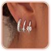 Triple Hoop Earrings for Women Trendy, 14K Gold/Silver Plated Cubic Zirconia Hypoallergenic Hoop Earring Chunky Dainty Minimalist CZ Earring Fashion
