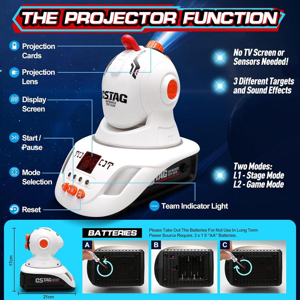 VATOS Infrared Laser Tag Projector Duck Hunts Shooting Game 2 Players Cstag Pistol Guns Toy Indoor Game For Kids Boys Girl Gift