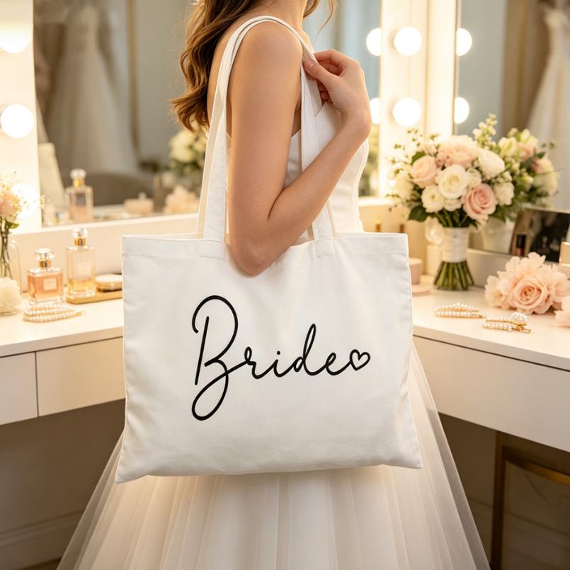 Bridal Canvas Zipper Tote Bag - Perfect for Honeymoon, Bachelorette Party, Bridesmaid Gift