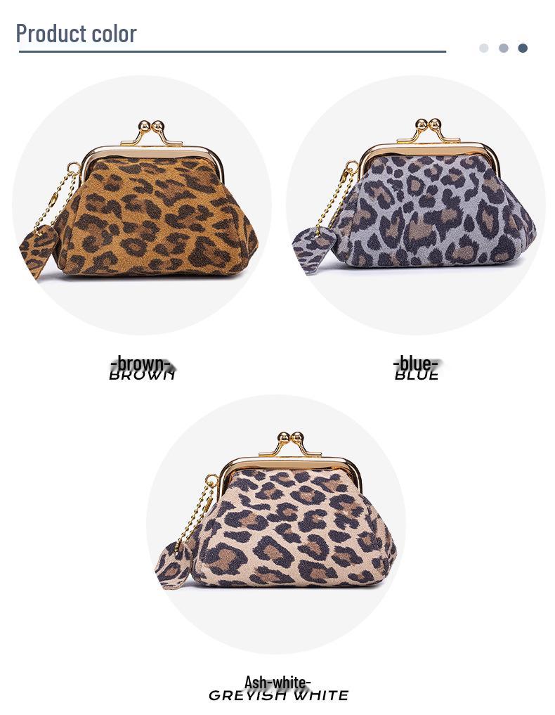 Genuine Leather Leopard Print Mini Coin Purse - Soft Cowhide Multifunctional Change Holder for Women