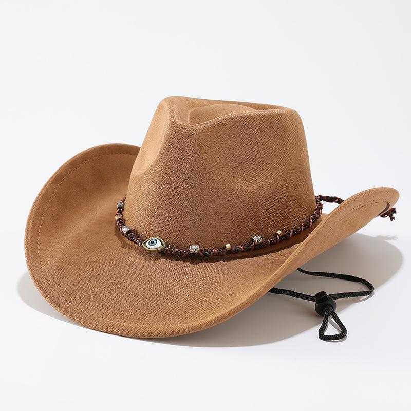 European and American Tibetan top hats men's and women's sunshade western cowboy hats new suede jazz hats famous style warped felt hats