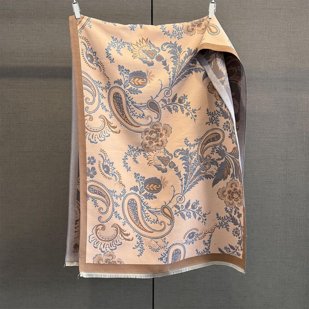 Autumn and winter high-end cashew nut jacquard imitation cashmere scarf autumn new women's thickened warm fringed shawl scarf