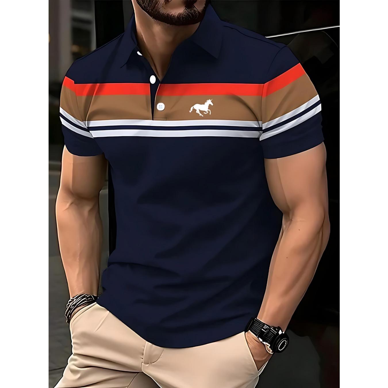 summer new men s POLO shirt is breathable sweat-absorbent casual and simple with 3D printed men s T-shirt S