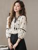 Mishow Women Blouse 2024 New Vintage Floral Lace Collar Long Sleeve Commuter Loose Casual All-match Clothing Tops MXD13X1358