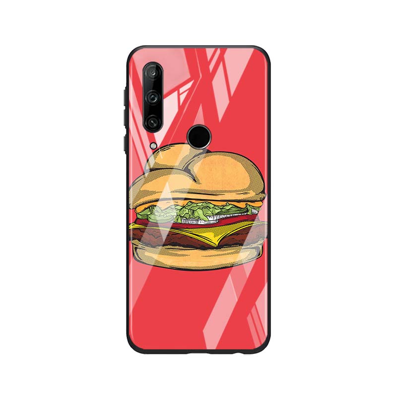 Gehärtetes Glas Neue Shell Luxusabdeckung Köstlicher Hamburger für Honor 30 20 10 9X 8X Pro Plus Lite Telefonhülle