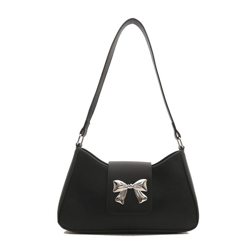 Chic French Butterfly Bow Shoulder Bag 2024 Summer Trendy Street Style Pu Material