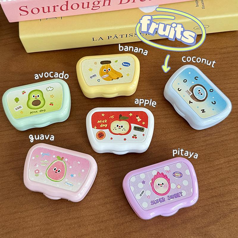 Cartoon Fruits Contact Lenses Box Portable Contact Lens Case With Tweezer Suction Stick Set For Travel Kit Holder