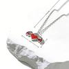 Red Heart Wing Necklace: Girly Bat Wing Pendant, Versatile Influencer Style