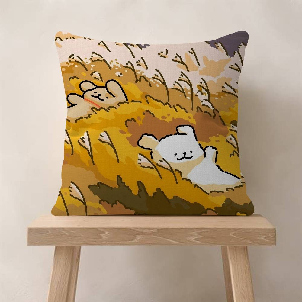 Line P-Puppys Cute Dog Cushion Cover 30X50 Polyester Sofa Cushions Decorative Throw Pillows Home Decoration Pillowcover