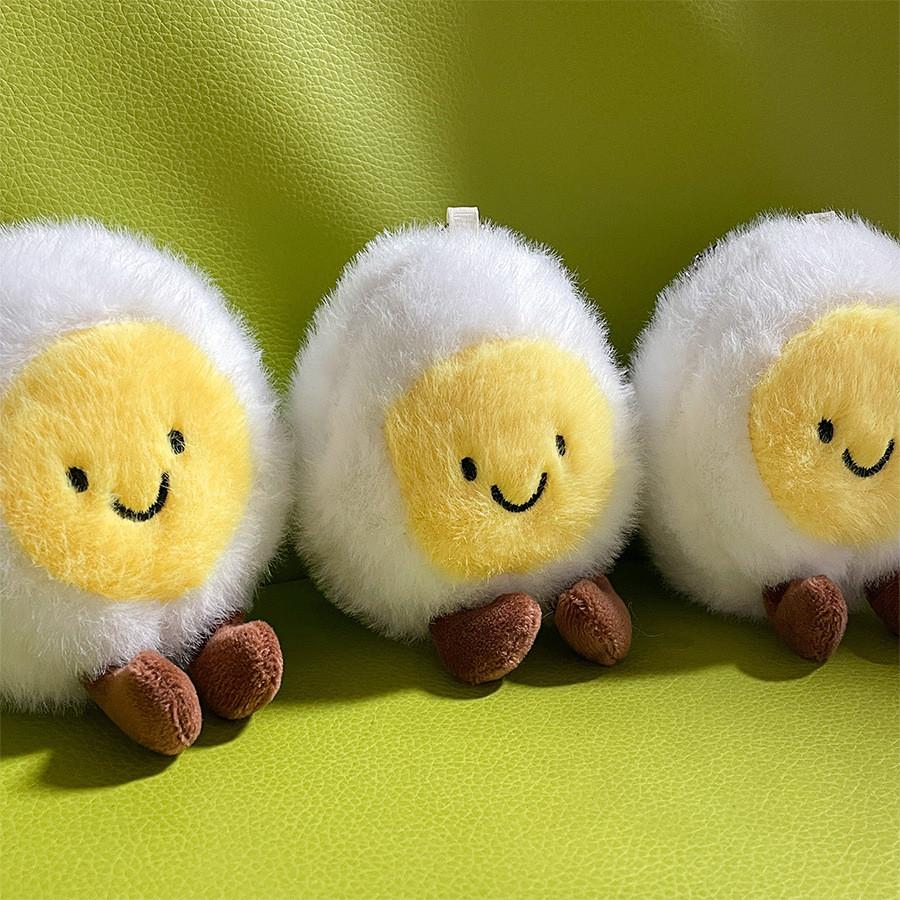 Crafted Boiled Beautifully Egg Plush Toy Colorful Smiling Face Keychain Everyone For