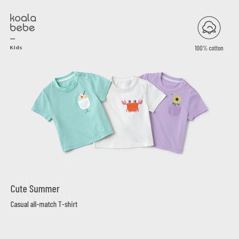 

Kids Summer Breathable Cotton Pocket T-shirt 130