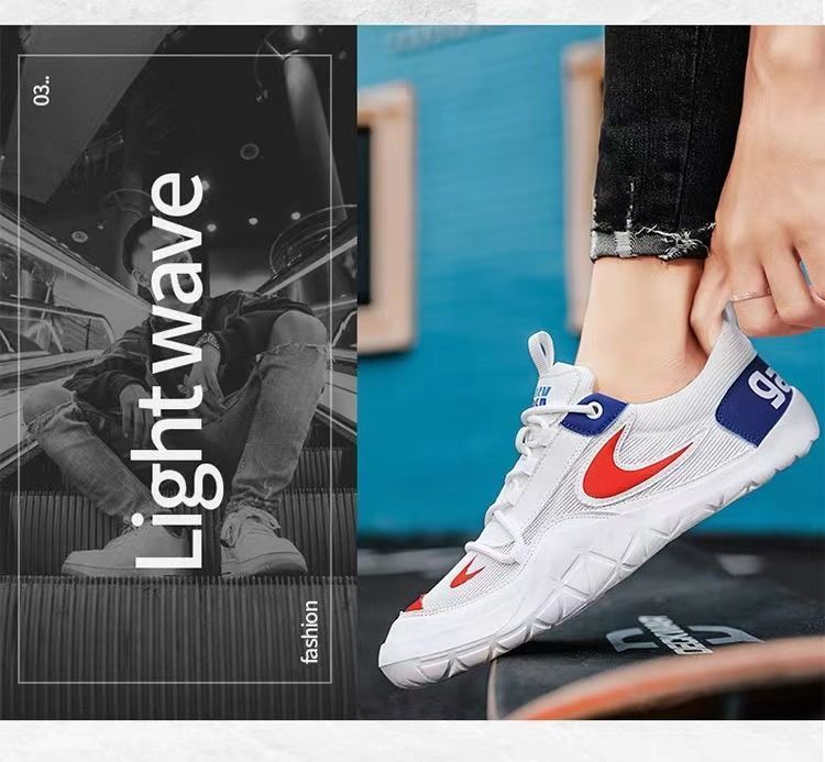 Mesh vår ljus herrskor 2024 nya andningsbara mångsidiga trendiga skor mjuk sula fritidsskor platt sula halkfria körskor