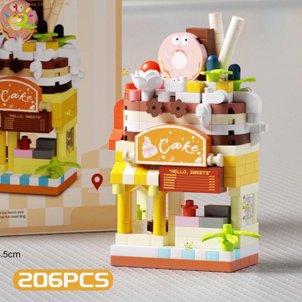 Non-Toxic Moc Cute Street Shop Model Micro Building Block Burger Fried Flower Model Mini Brick Toy For Children Desk Decor.