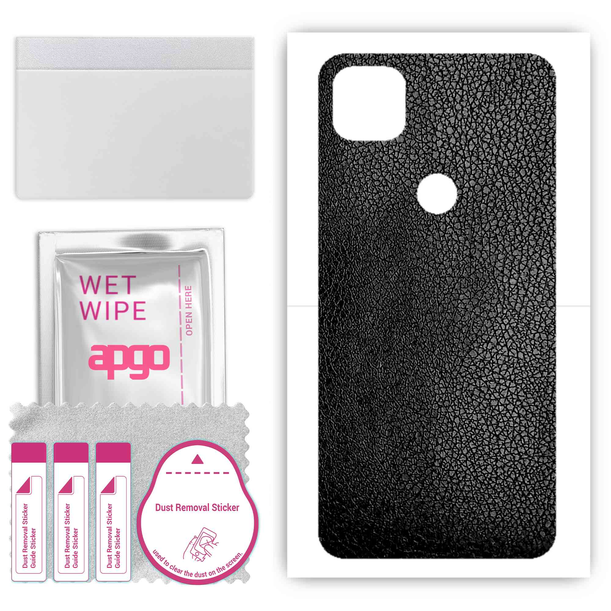 

Apgo Protective Skin Sticker for the back compatible with Google Pixel 4a, Wrap Film, Foil, Vinyl - Pattern Black Leather