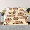 1 Cute Music Listening Capybara Flannel Blanket - Soft and Comfortable Modern Design for Sofa, Office, Travel