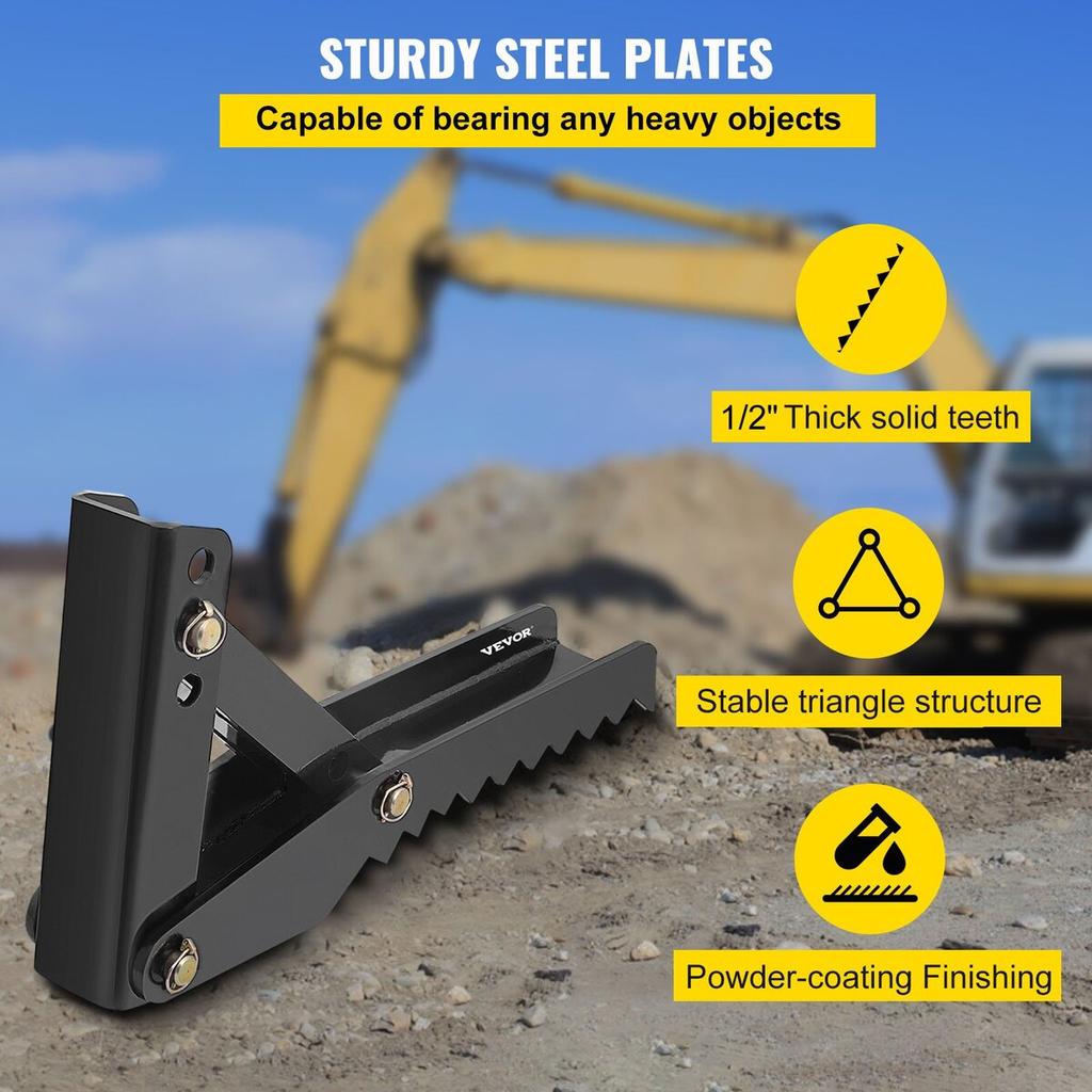 Backhoe Excavator Thumb Attachments, 36 Inch Adjustable Extreme Weld On Backhoe Thumb Hoe Clamp 1/2 Inch Teeth Thick Steel Plate 16MM Assembly Bolt-On