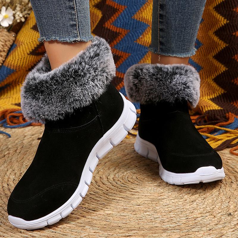 Fashion Zipper Faux Fur Ankle Boots Women Plus Size 43 Warm Thick Plush Snow Boots Woman Comfortable Non Slip Winter Botas Mujer
