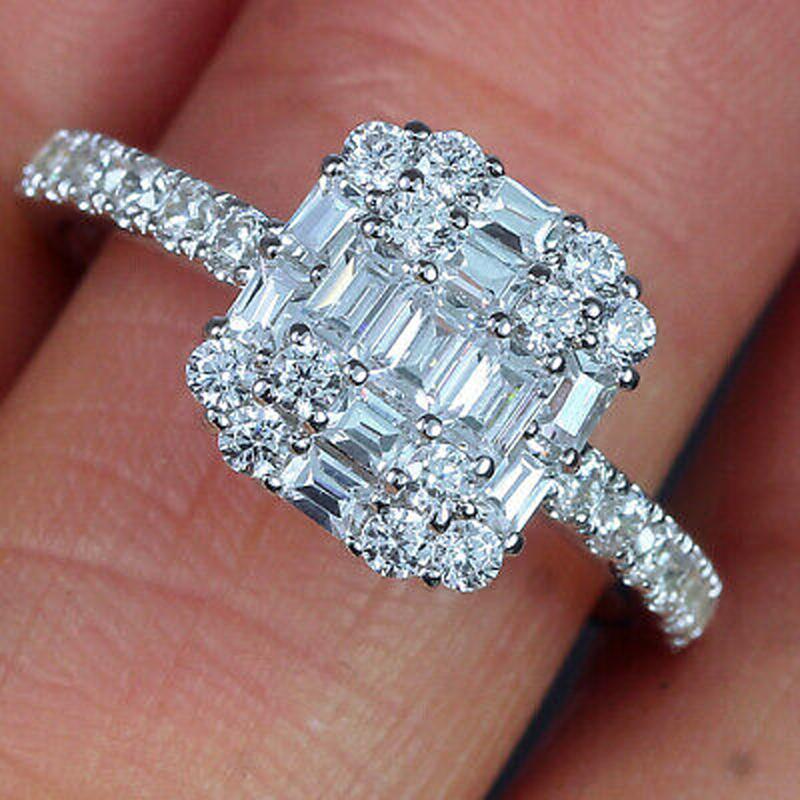 Luxury Female White AAA Zircon Wedding Ring Filled Jewelry Gift  Promise Engagement Rings For Women