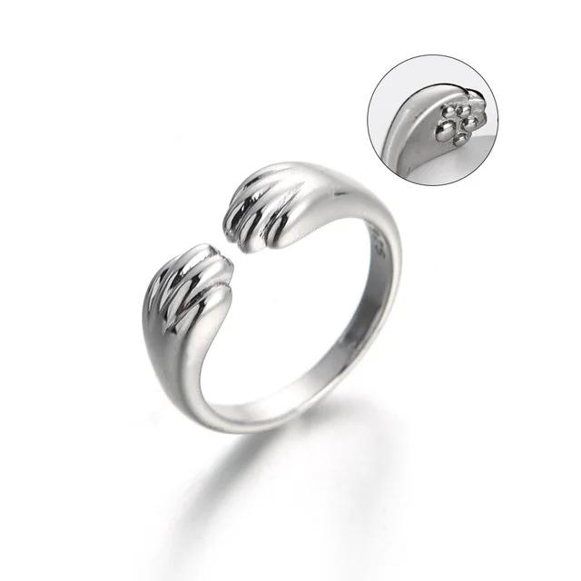 

Y2K Cute Cat Paw Print Ring for Women Girls Cat Claw Embrace Tightly Design Open Rings Fashion Party Birthday Finger Rings Gifts срібний