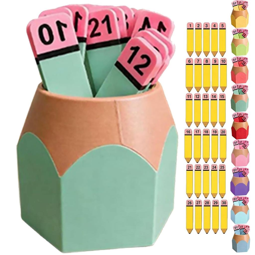 30 Pencil Shaped Wooden Drawing Sticks for Management and Student Grouping