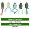 RUNCL Topwater Frog Lures 5PCS, Durable Lifelike Silicone Bass Bait, Floating Realistic Frog Lures Kit for Freshwater Saltwater, Topwater Fishing