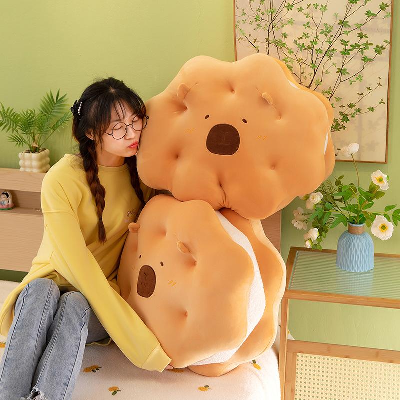 Cute Kapibala Sandwich Cookies Plush Pillow Cushion Sleeping Pillow Slow Rebound Doll Birthday Trend