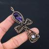 Amethyst Gemstone Pure Copper Wire Wrapped Handmade Ankh Pendant Jewelry