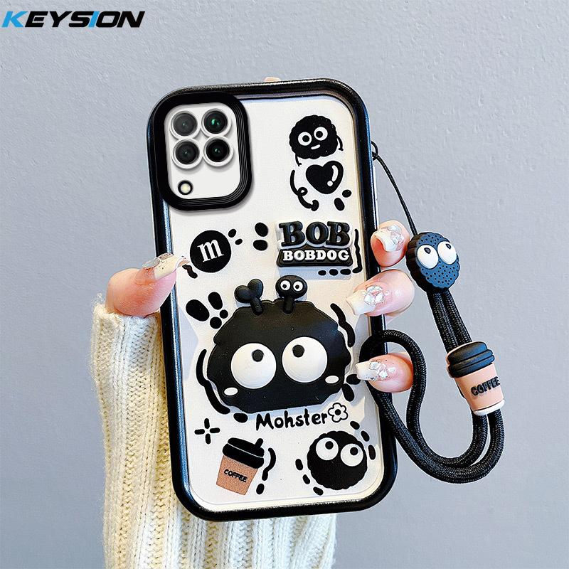 

Противоударный чехол KEYSION для Samsung A12 A22 4G со шнурком, силиконовый милый 3D-чехол для телефона с мультяшной куклой для Galaxy M32 M12 for Samsung M12