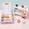 Wooden Ice Cream Shop Pretend Play Toy Set For Kids Mini Role Play Ice Cream Vending Machine With Sweet Cone Ice Cream Decorations