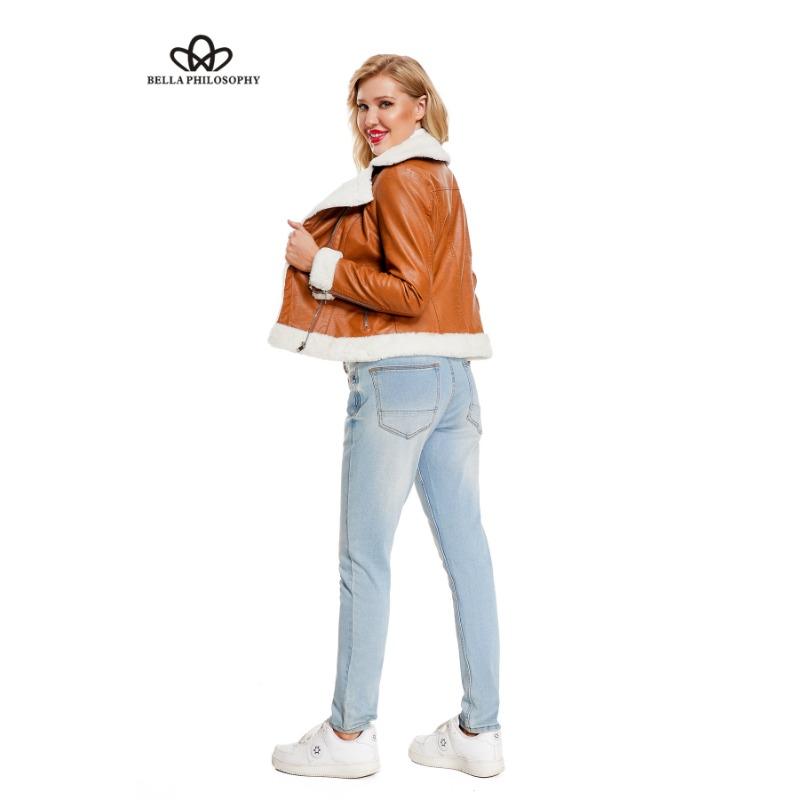 Fall Winter New Padded Leather Jacket Women Warm Long-sleeved Lapel Coat Casual Jacket Women's Jacket