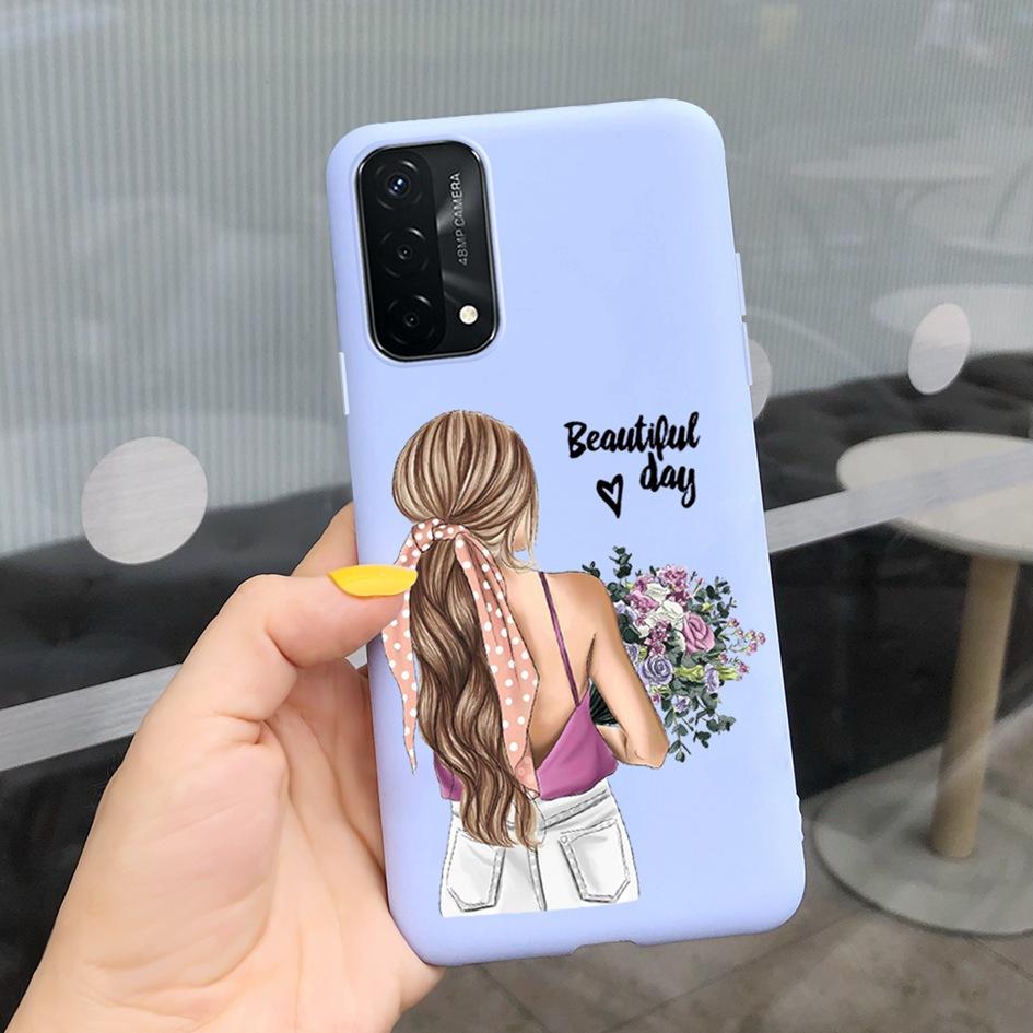 A74 Fodral För OPPO A74 CHP2219 Fodral Lyxigt Fjäder Dinosaurie Daisy Mönster Bakre Skydd För OPPO A74 5G CPH2197 A 74 Mjuk Capa