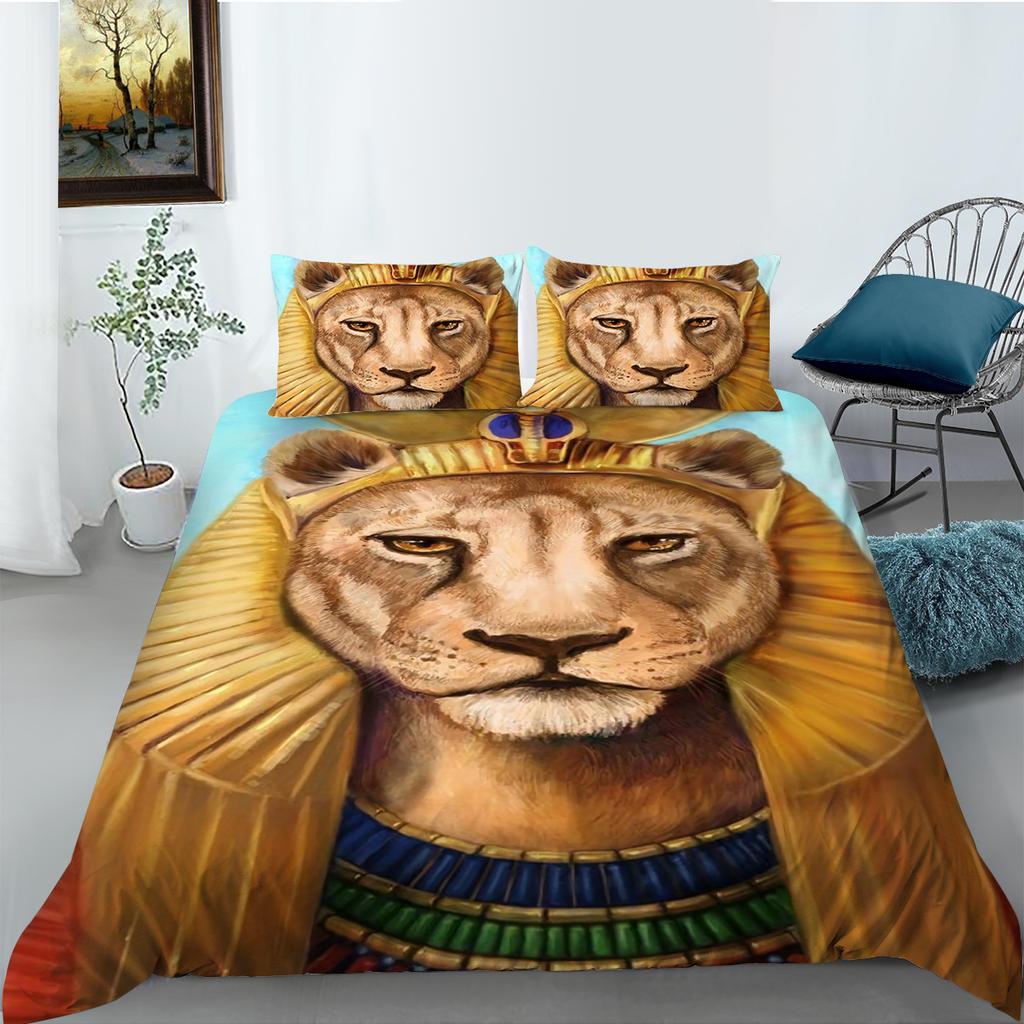 3D-Waldtier-Bettwäsche-Set, Tiger/Löwe, Daunen-Bettbezug, 2/3-teiliges Set für Jungen/Jugendzimmer, luxuriös, bequem, Heimtextilien