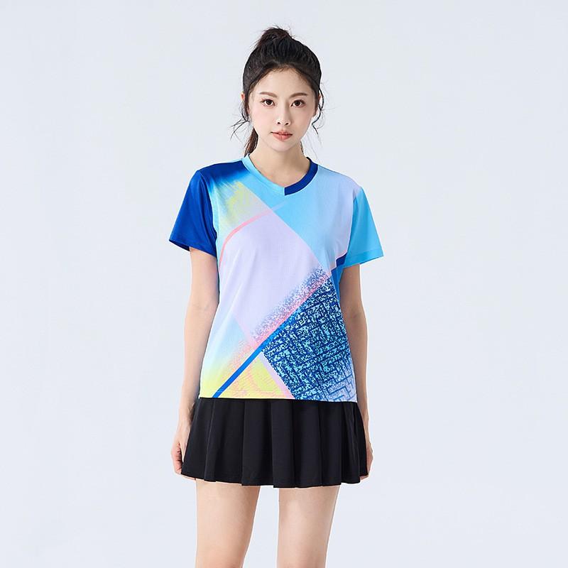 Womens Badminton Sport Set Quick-Dry Short Sleeve Top Skort Pants Training Competition Team Uniform